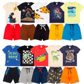 Kit 10 Peças de Roupas Infantil Masculina - 5 Camisetas + 5 Bermudas - Raizza