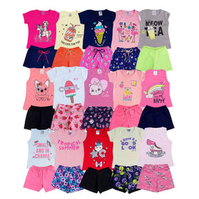 Kit 12 Peças Roupa Infantil Menina Verão Conjunto Criança Feminino - Raizza