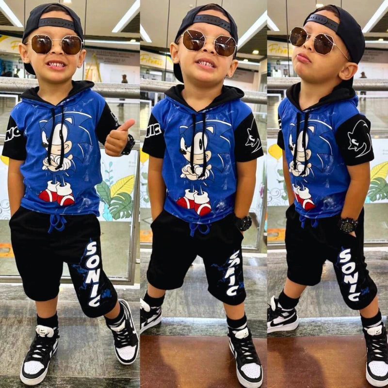 Conjunto Camiseta Bermuda Verão Super Heróis