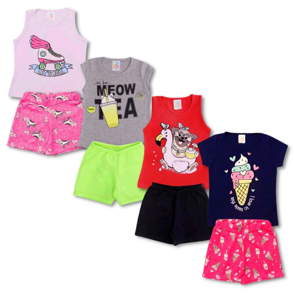 Kit 12 Peças Roupa Infantil Menina Verão Conjunto Criança Feminino - Raizza