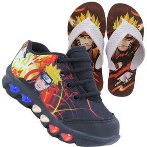 Tênis Infantil Masculino de Led Naruto e Chinelo Infantil Masculino Naruto - Raizza