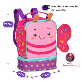 Kit Mochila Escolar Infantil+ Lancheira Borboleta - Raizza