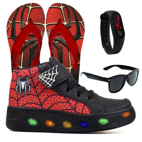 Tênis-Infantil-Masculino-Homem-Aranha-de-Led-Azul-Raizza-Kids