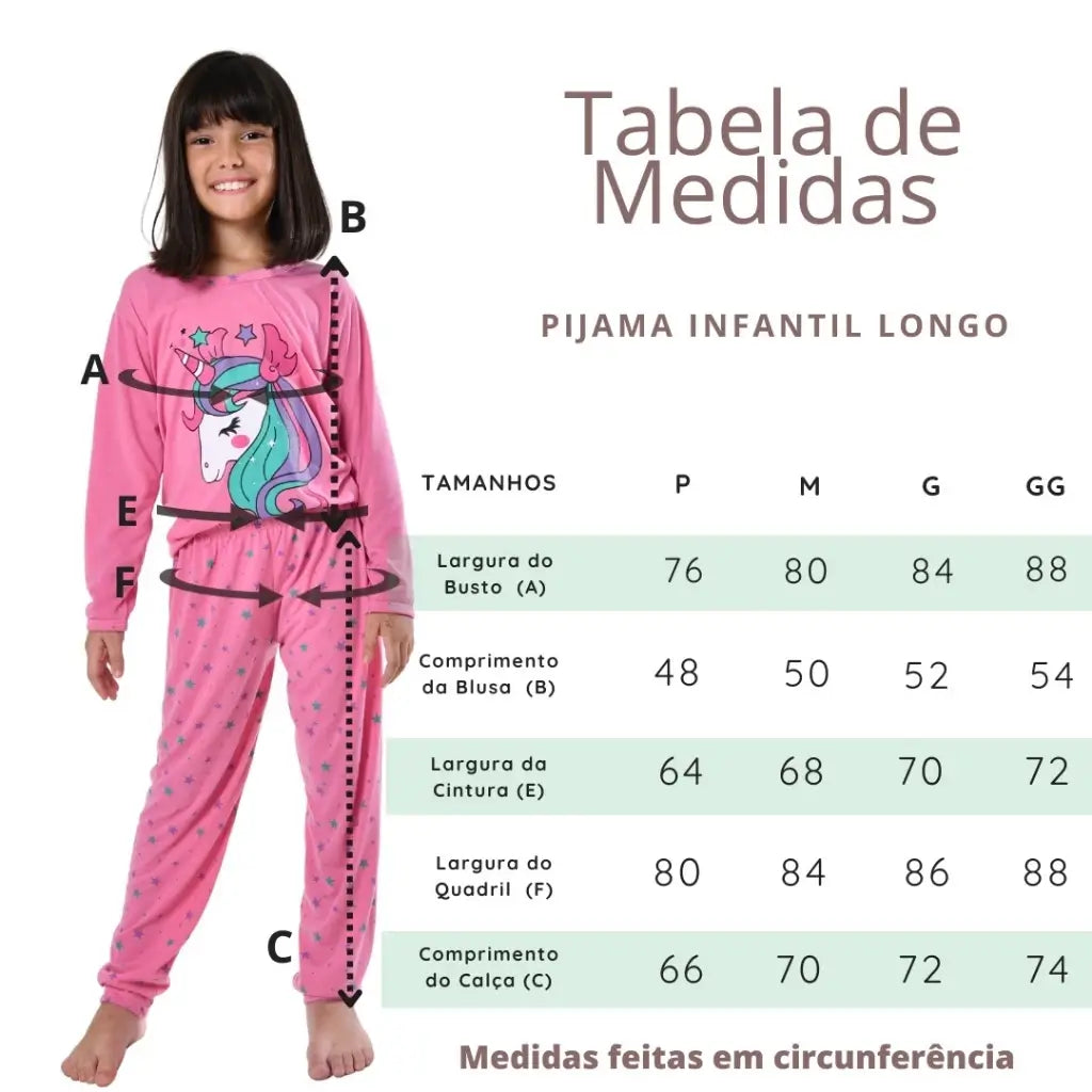 Pijama-Infantil-Feminino-Unicornio-Confortável-de-Personagens-Raizza-Kids