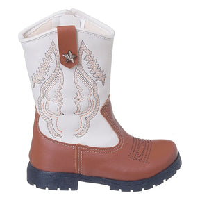 Bota-Texana-Infantil-Masculina-Country-Rodeio-Western-Confortável-Cowboy-Off-White-Raizza-Kids