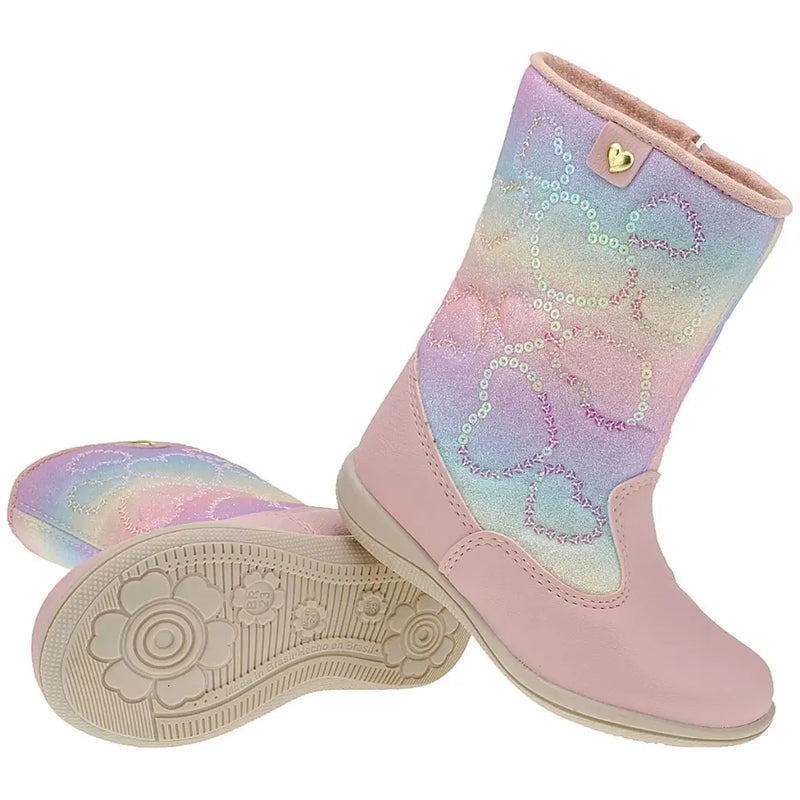 Bota-Infantil-Feminina-de-Couro-com-Coração-Colorida-Coraçãozinho-Raizza-Kids
