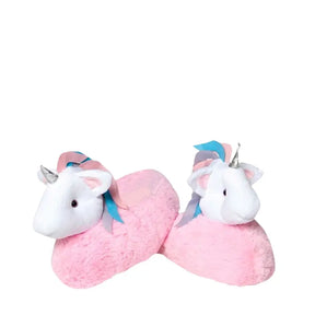 Pantufa-Infantil-de-Pelúcia-Unicórnio-Rosa-Solado-Antiderrapante-Hipoalérgico-Raizza-Kids