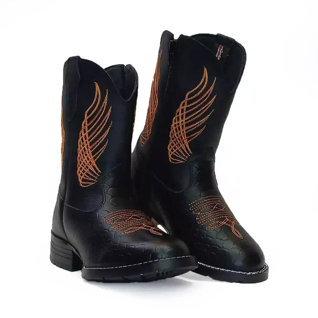 Bota-de-Couro-Infantil-Masculina-Texana-Rodeio-Country-Preto-Raizza-Kids