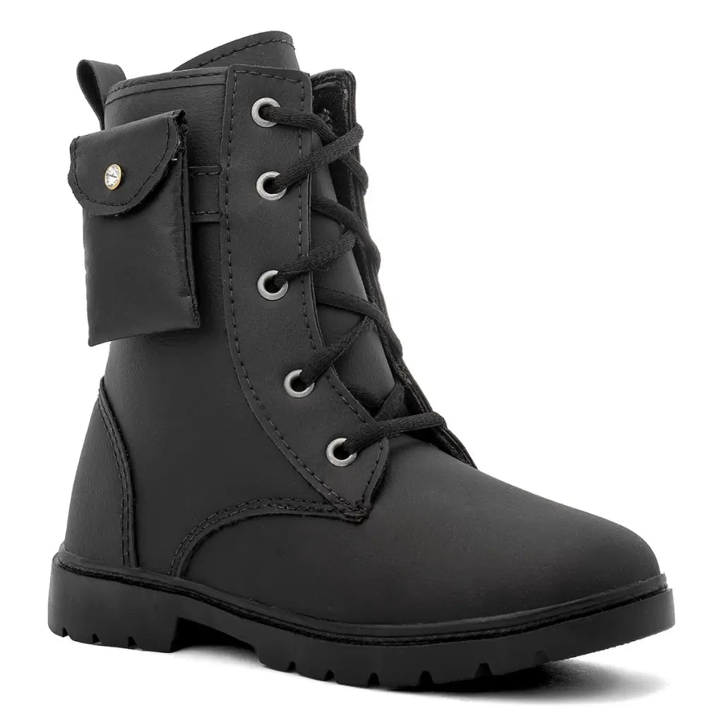 Bota-Coturno-Infantil-Feminina-Tratorada-Com-Bolsinha-Preto-Raizza-Kids