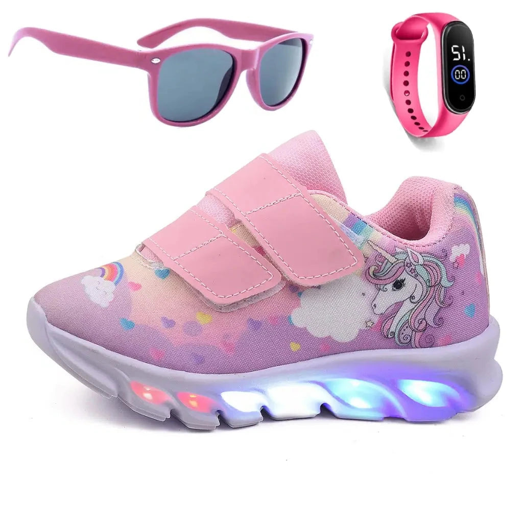 Tênis-Infantil-Feminino-Unicórnio-de-Led-Rosa-Raizza-Kids