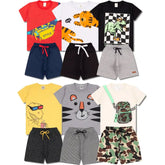 Kit 8 Peças de Roupas Infantil Masculina 4 Camisetas + 4 Bermudas