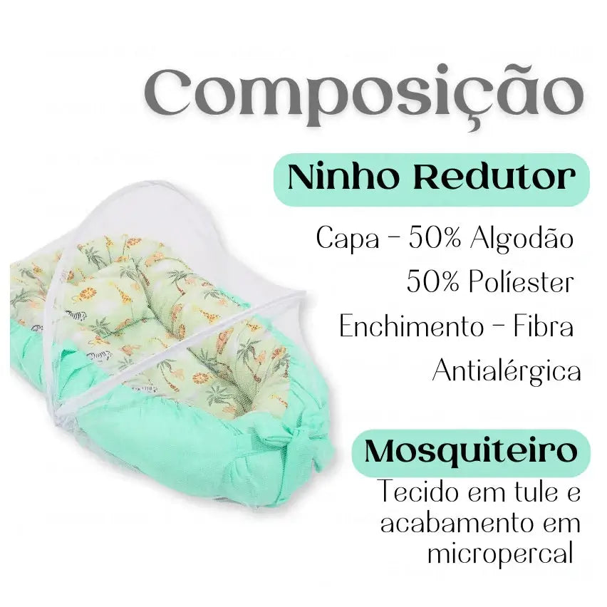 Ninho Redutor de Berço para Bebê com Mosquiteiro