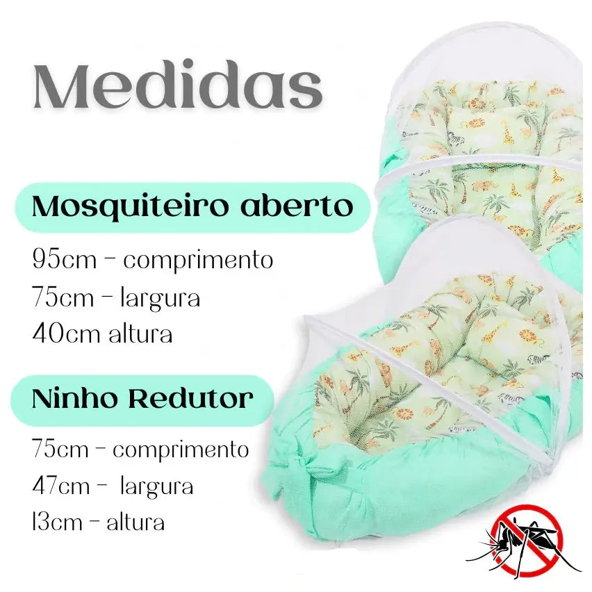 Ninho Redutor de Berço para Bebê com Mosquiteiro