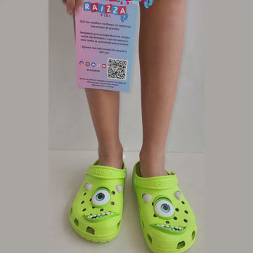 Sandália Monstros SA Mike Wazowski Infantil e Adulto Confortável Leve Antiderrapante