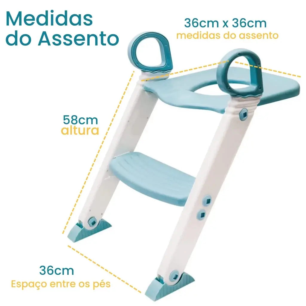 Assento Sanitário Redutor Infantil com Escada para Vaso Sanitário - Raizza