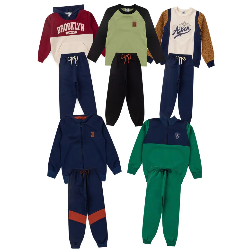 Conjunto Moletom Infantil Masculino 5 Casacos e 5 Calças